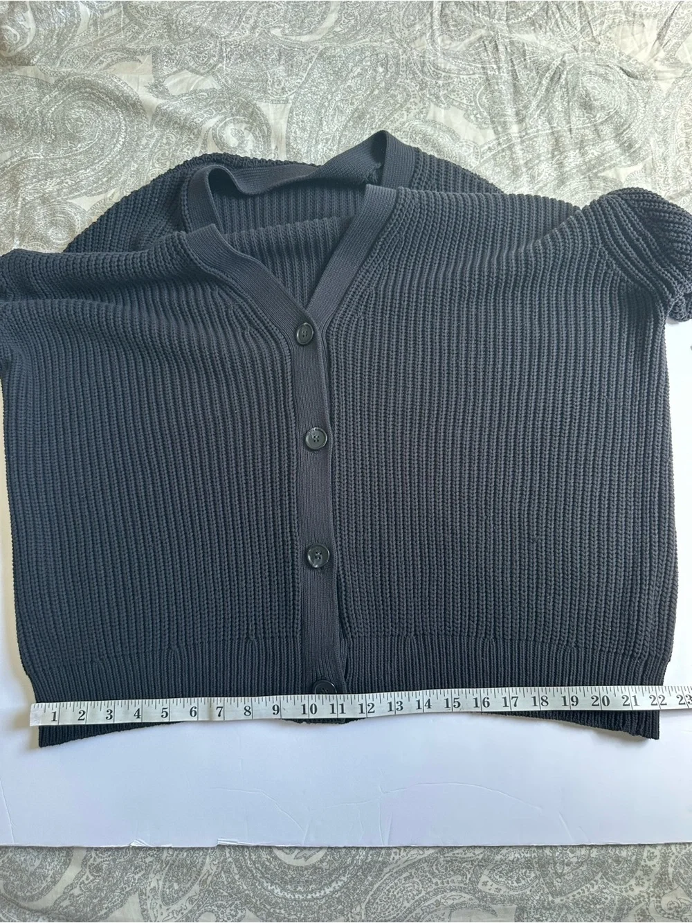 Jenni Kayne Women’s Black Chunky Knit Oversized Organic Cotton Cardigan- Small